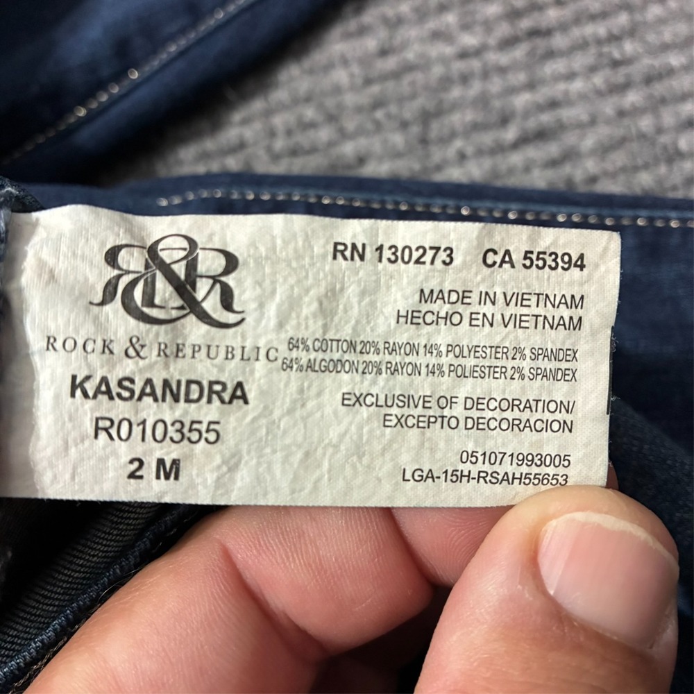 Rock & Republic Kasandra Womens‎ Bootcut Jeans 2M Blue Denim Stretch Low Rise - Picture 10 of 12